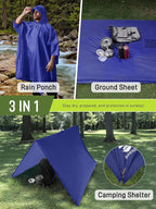 SaphiRose Extra Thick Hooded Rain Poncho Double Layer Waterproof Raincoat Jacket - Image 2