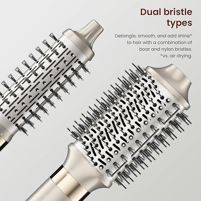 MESCOMB Upgraded 5 in 1 Hot Air Styler – 110,000 RPM Hair Dryer Brush with Automatic Curling Barrel, Volumizer for Curl, Smooth & Blowout, Anti-Frizz & No Heat Damage (Champagne)