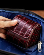 MR.OKAY Single Watch Travel Case- Classic Leather Watch Case - Image 2
