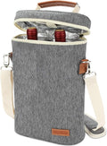 ZORMY 2 Bottle Insulated Wine Tote Bag, Wine Carrier Travel Padded Cooler Bag by ZORMY