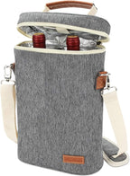 ZORMY 2 Bottle Insulated Wine Tote Bag, Wine Carrier Travel Padded Cooler Bag by ZORMY