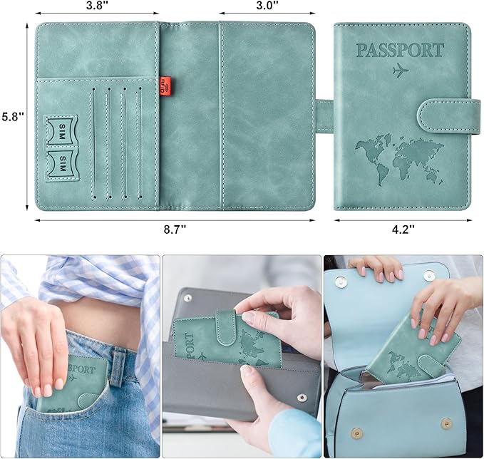 Eoehro Passport Holder for Travel Essentials, Passport Wallet Cover Case for - Image 2