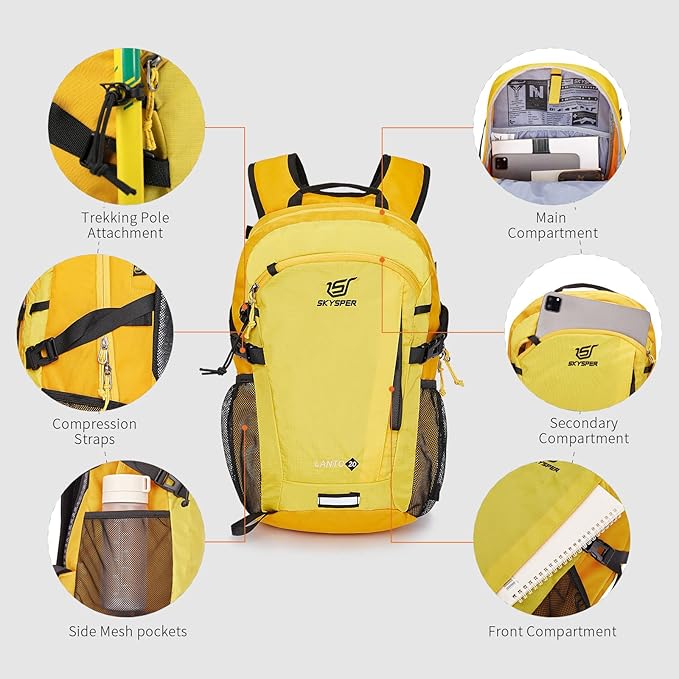 SKYSPER Small Hiking Backpack, 20L Lightweight Travel Backpacks Hiking Daypack - Image 5