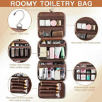 Elviros Hanging Toiletry Bag Removable Travel Bag PU leather Makeup Cosmetic - Image 4