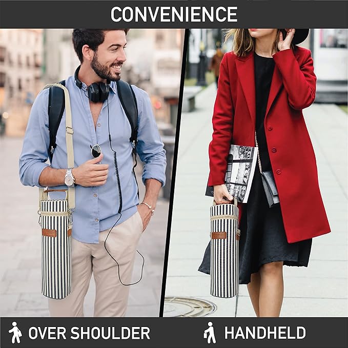 opux Wine Bag Single Bottle Carrier Tote, Insulated Wine Cooler Bag - Image 5