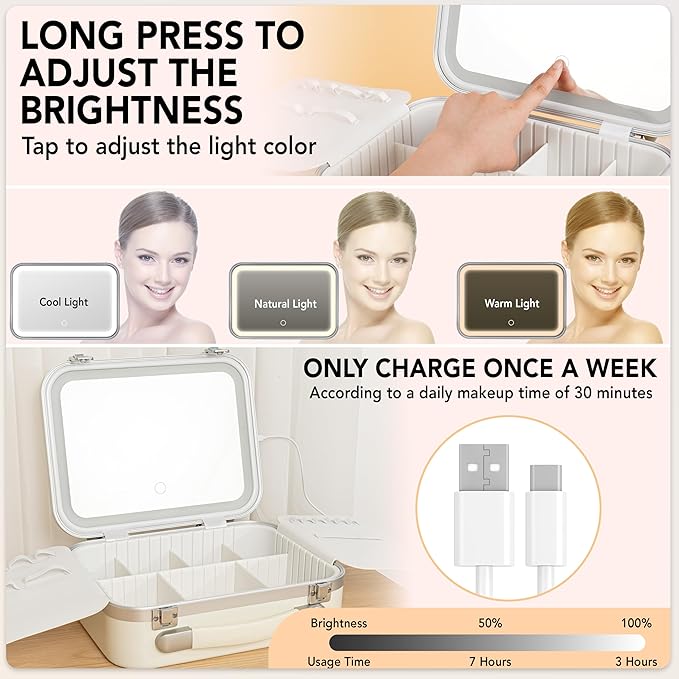 Lighted Makeup Case with Mirror - Image 7