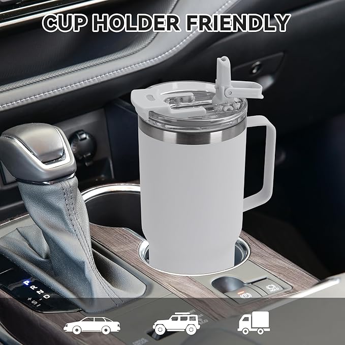 30oz Tumbler with Handle, Insulated Leak Proof Coffee Travel Mug with Straw Lid - Image 4