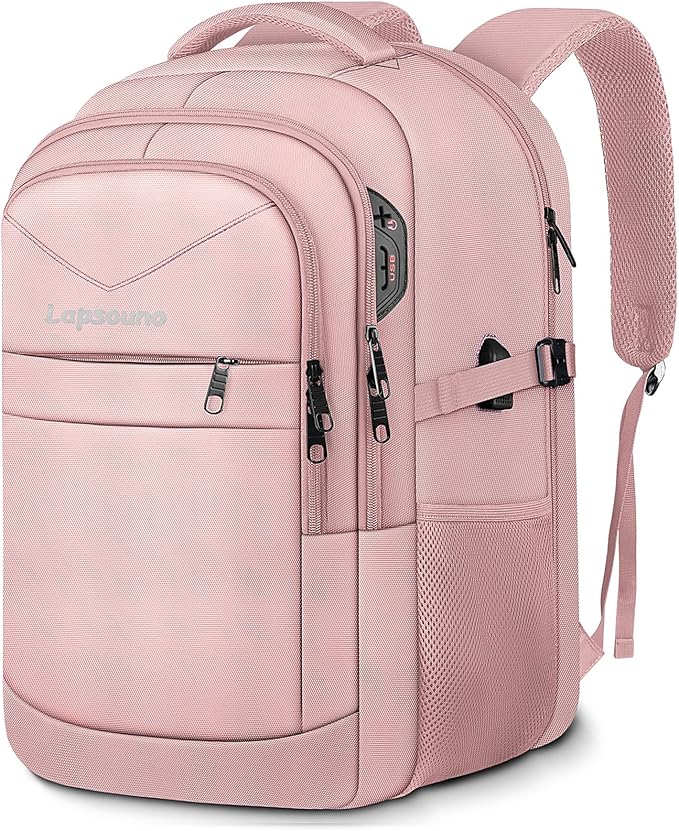 Lapsouno Large Backpack for Women, TSA 17.3 Inch Travel Laptop Backpack by Lapsouno