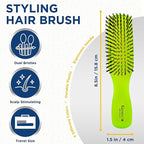 Giorgio GION2G Neon Green 6.25 inch Gentle Touch Detangler Hair Brush for Men Women & Kids. Soft Bristles for Sensitive Scalp. Wet & Dry for all Hair Types. Scalp Massager Brush Stimulate Hair Growth
