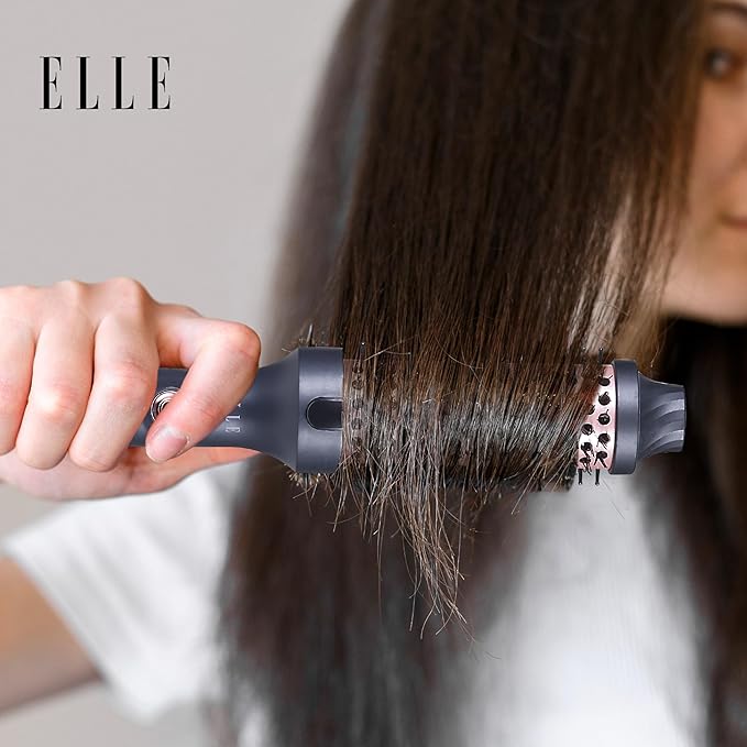 Elle - Infrared Heated Round Brush, Gentle Heat Effortless Volume and Shine (Black)