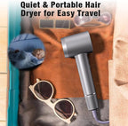 Hair Dryer, 160000 RPM Portable Professional Ionic Hair Dryer with 500 Million Negative Ions, Fast-Drying, Low Noise with Diffuser & Nozzle, Lightweight for Home and Travel