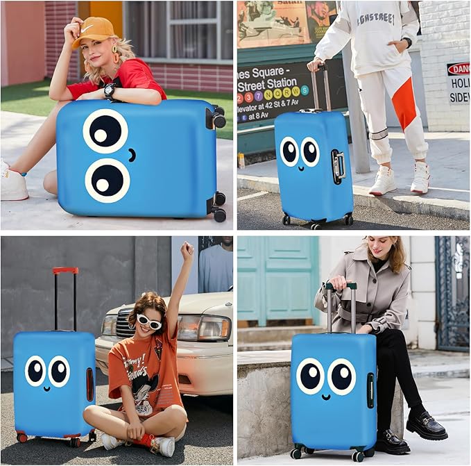 ANNA QUEEN Cute Smiley Face Luggage Cover, Stretchable, Washable Travel Cover - Image 2