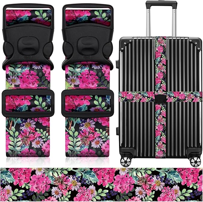 2 Pack Luggage Straps for Suitcases, Adjustable Travel Belt by ZHOMA
