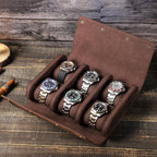 Genuine Leather Watch Roll Travel Case, Vintage Full Grain Leather Watch Box - Image 6