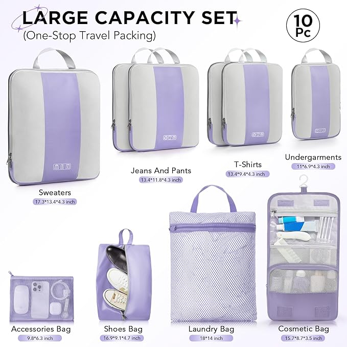 10 Set Compression Packing Cubes - Image 2