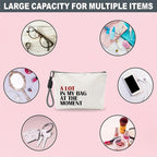 Funny Make Up Bag For Woman, Cosmetic Bag With Hand Strap - A Lot In My Bag At The Moments - Lined Toiletry Bag - Minimalism Pouch, Girl Organizer With Zipper, Women Essentials & Accessories - B09