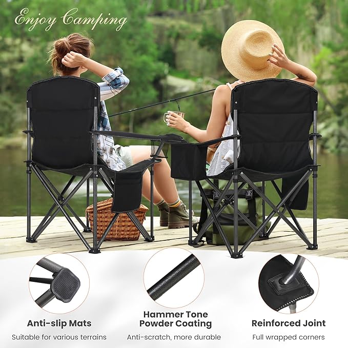 HIGH POINT SPORTS Oversized Camping Folding Chair, Heavy Duty Portable Lawn - Image 4