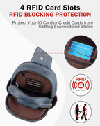 FADEON Large Sling Bag for Women, Leather Crossbody Purse Designer Anti Theft - Image 4