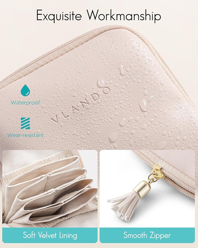 Vlando Small Travel Jewelry Organizer, Jewelry Pouch Bags, Velvet Jewelry - Image 3