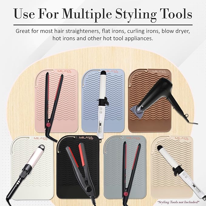 Vanity Accessories - Heat Resistant Mat – Silicone Flat Iron & Curling Iron Holder, Non-Slip Vanity Mat & Hot Tool Mat for Home, Salon, or Travel Use