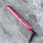Terviiix Mini Flat Iron for Bangs Short Hair Edges, 1/2 Inch Small Hair Straightener and Curler 2-in-1, Ceramic Travel Flat Iron with Dual Voltage, 430°F Fast Heat, Pouch — Pink