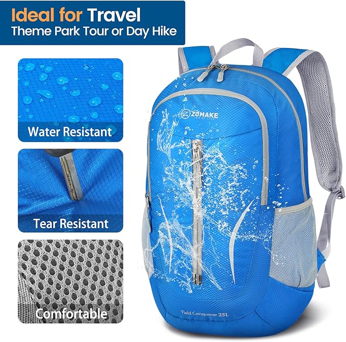 ZOMAKE Ultra Lightweight Packable Backpack 25L, Foldable Hiking Backpacks Water - Image 4