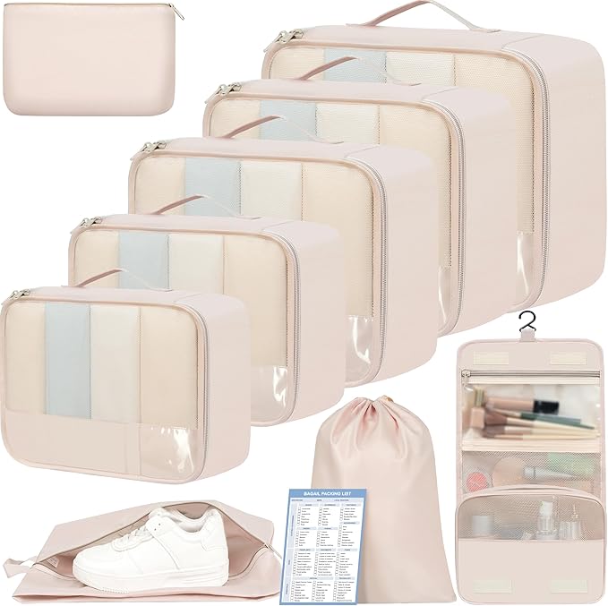 BAGAIL 9 Set Packing Cubes Luggage Packing Organizers by BAGAIL