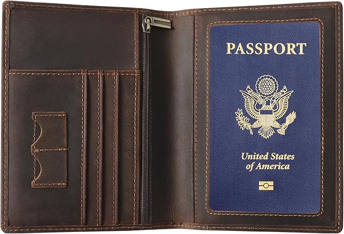 Ringsun Leather Passport Cover for Men Women, RFID Passport Wallet Case Travel by RINGSUN