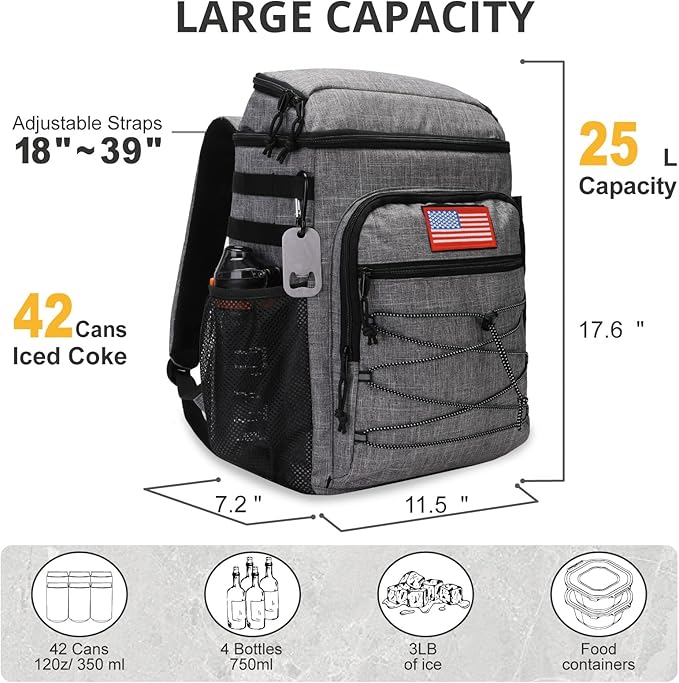 Tactical Backpack Cooler, 25L Cooler Backpack Insulated Leak-Proof, Heavy Duty - Image 3