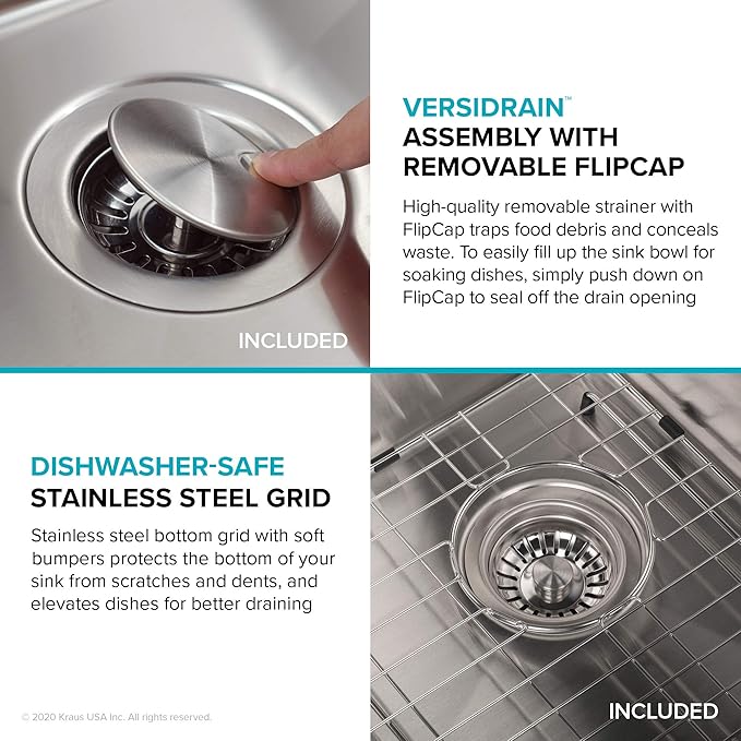 KRAUS Dex 33-inch Undermount 16 Gauge Stainless Steel Single Bowl Kitchen Sink - Image 8