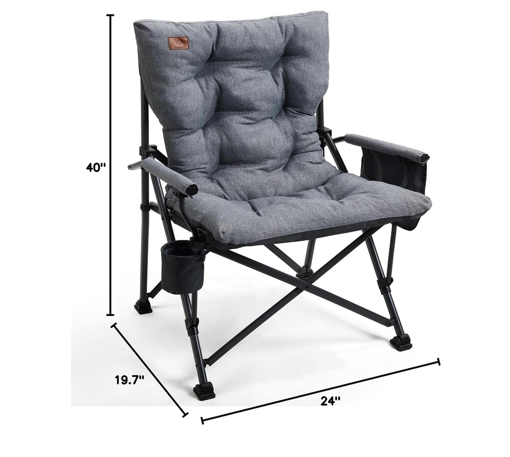 Padded Oversized Folding Camping Chair for Adults (Grey)