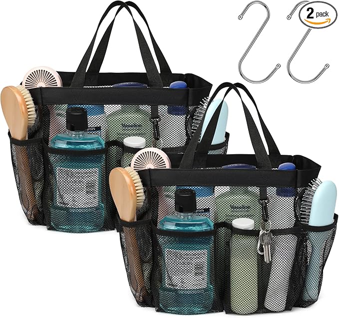 F-color Mesh Shower Caddy Portable, Upgrade Deeper 7 Pockets Shower Bag Basket by F-color