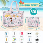 Extra Large Beach Bags for Women, Waterproof Sandproof Beach Tote Bag Zipper - Image 5