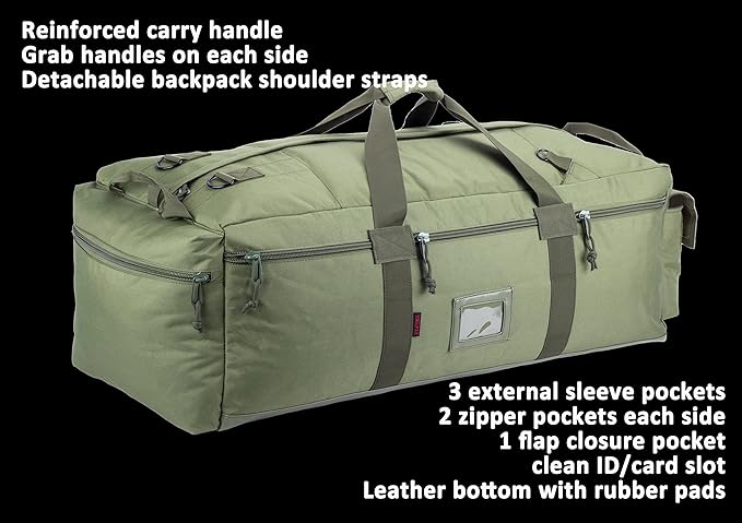 Large Military Duffle Bag Tactical Gear Load Out Bag Deployment Cargo Bag - Image 4