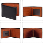 VISOUL Mens Bifold Wallet with 2 ID Windows and 2 Money Compartments, Genuine - Image 2