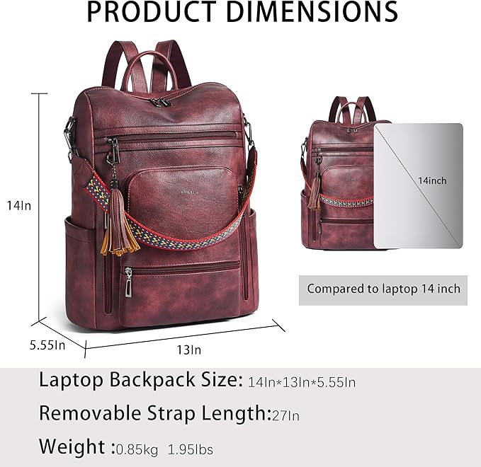 Shrrie Vegan Leather Laptop Backpack - Image 3