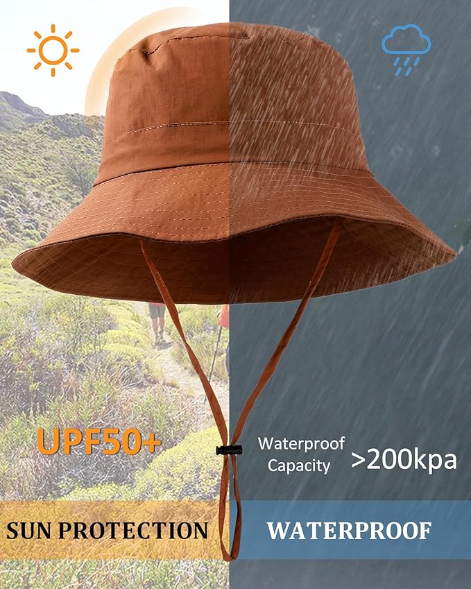 Water-Resistant Sun UPF 50+ Bucket Hat Protection Packable Brimmed Boonie - Image 2