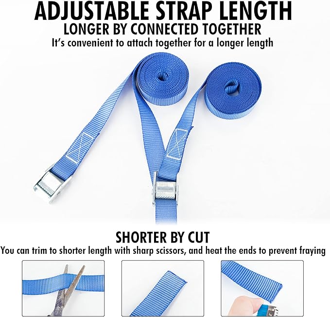 Cartman 1" x 12' Lashing Straps Cargo Tie-Down Strap Up to 600lbs, 6pk in Carry - Image 5