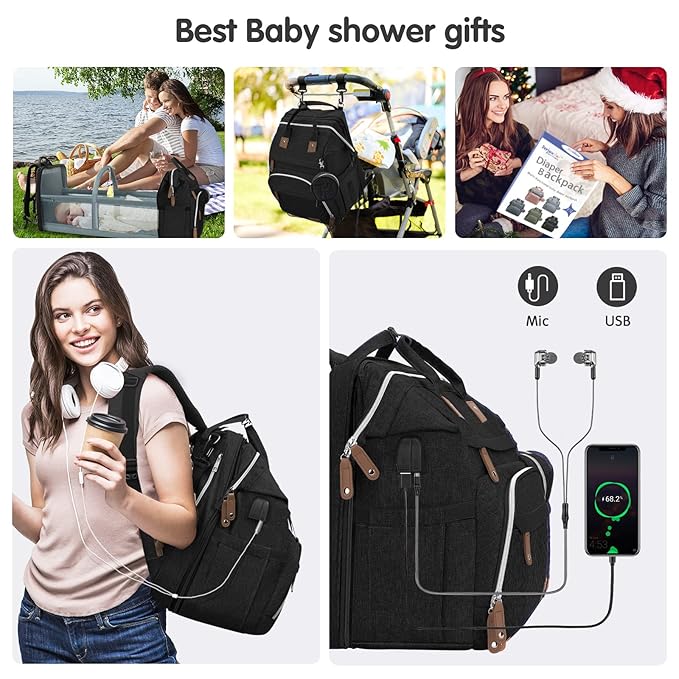 DERJUNSTAR Diaper Bag Backpack, Large Baby Bag - Image 6