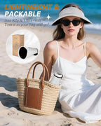 Sun Visor Hats for Women, UPF50+ Wide Brim Sun Hats Adjustable Foldable Beach - Image 5