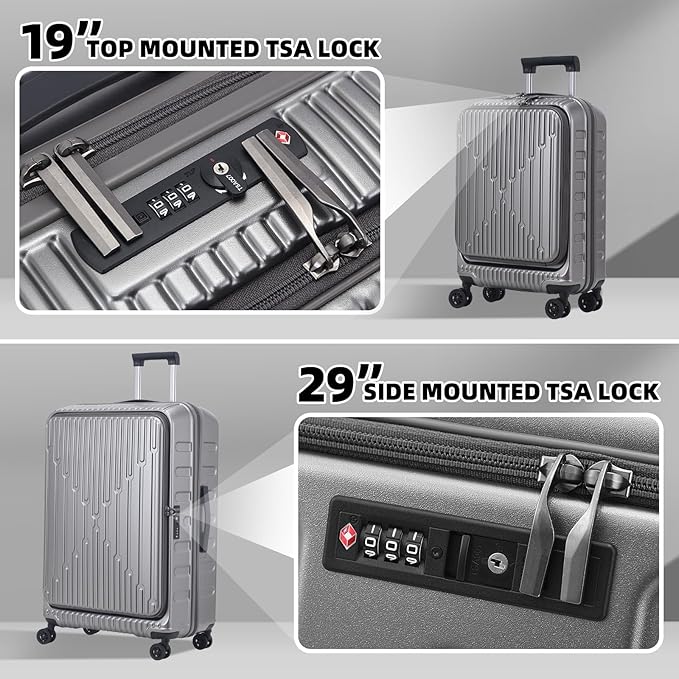 2 Pieces 19/29 Luggage Sets, 19 Inch Carry On Luggage - Image 3