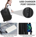 Vegan Leather Laptop Backpack for Women&Men, 16 Inch Expandable Backpack - Image 5