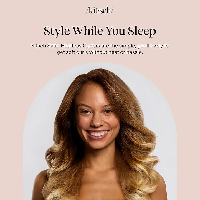 Kitsch XL Flexi Rods for Heatless Curls Overnight - Soft Velvet Hair Rollers for Women - Hair Curlers to Sleep In - Eucalyptus, 4pcs
