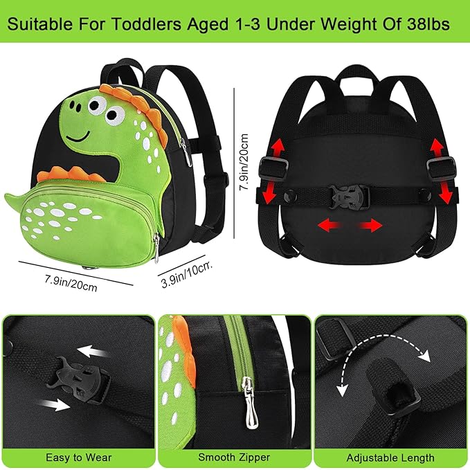 Accmor Toddler Harness Backpack Leash, Cute Dinosaur Kids Backpacks - Image 2