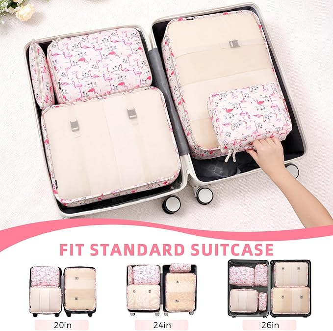 BAGAIL 8 Set Packing Cubes Luggage Packing Organizer Bags - Image 5