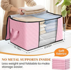 Fab totes 4 Pack Clothes Storage, Foldable Thick Fabric Blanket Storage Bags - Image 2