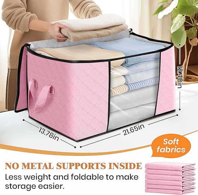 Fab totes 8 Pack Clothes Storage, Foldable Thick Fabric Blanket Storage Bags - Image 2