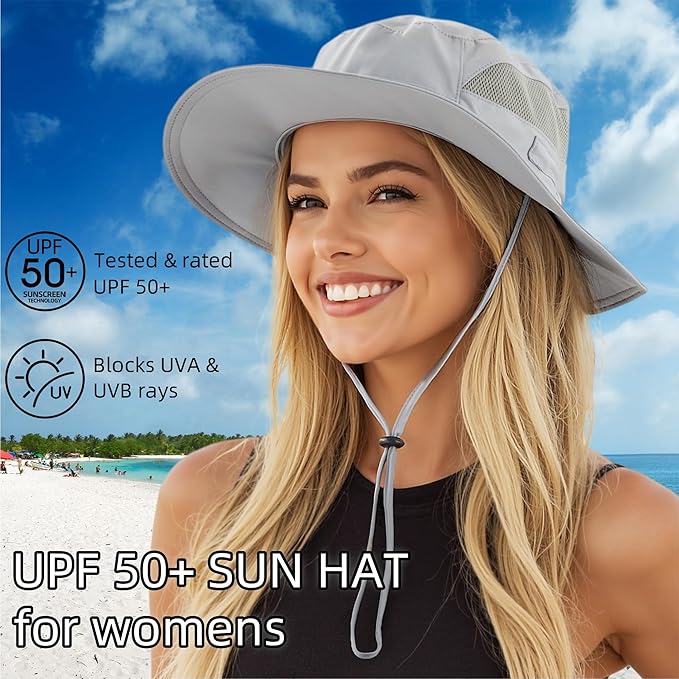 Connectyle Women's UPF 50+ Sun Hat UV Protection Wide Brim Bucket Hat Summer - Image 2