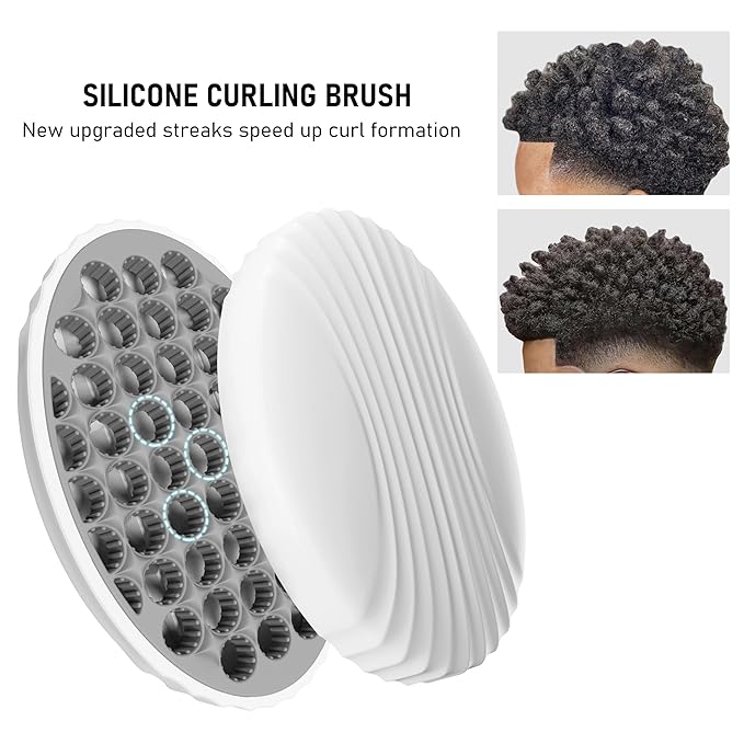 PARAO-Silicone Curling Brush,Magic Wave Afro Comb,Two Sides InterchangeTwist Tool,Hair Curler Brush For Men Women Boy Girl,2-Piece Set（Gray）
