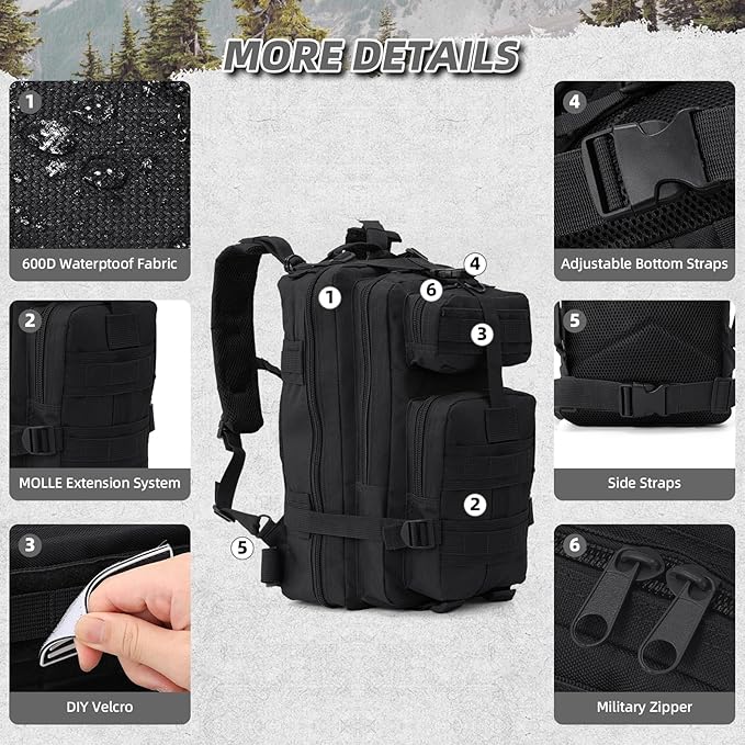 Small Military Tactical Backpack, 30L Tactical Assault Bag - Image 7